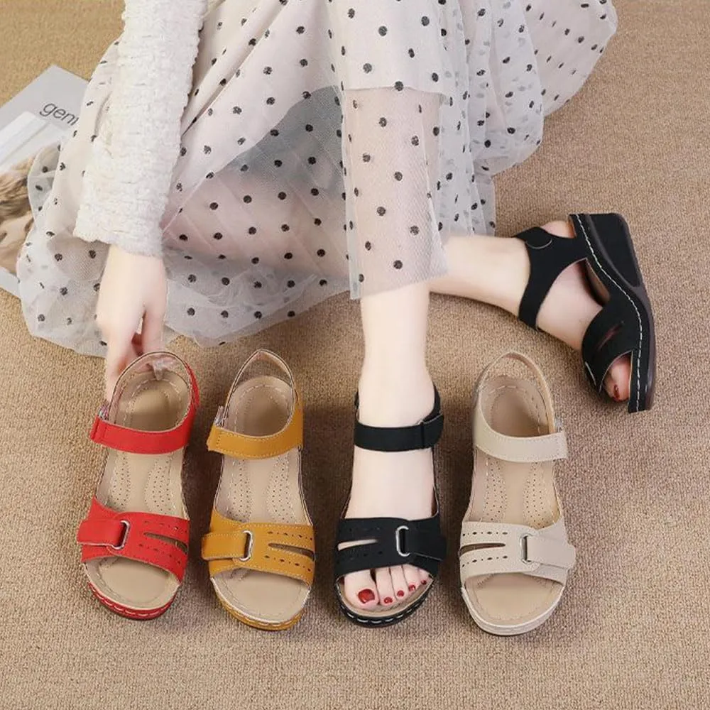 Upgraded Leather Orthopedic Walking Platform Sandals Women,Womens Sandals