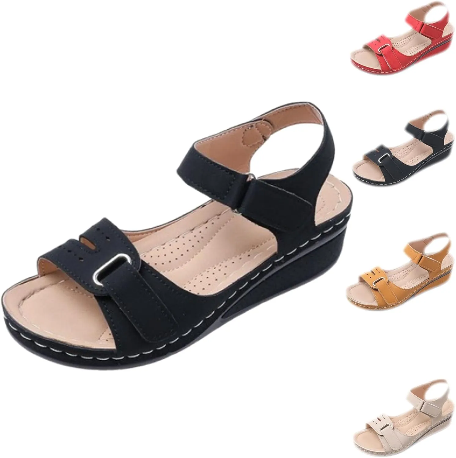 Upgraded Leather Orthopedic Walking Platform Sandals Women,Womens Sandals
