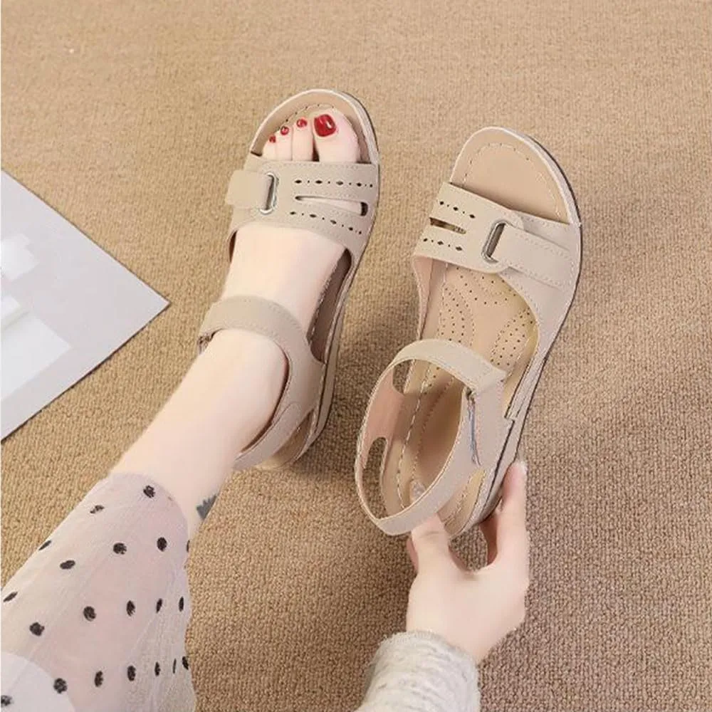 Upgraded Leather Orthopedic Walking Platform Sandals Women,Womens Sandals