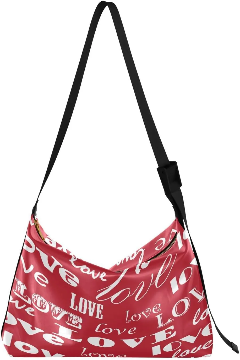 Valentine's Day Red Hobo Crossbody Bags for Women Leather Large Shoulder Bag Cross Body Art Love Trendy Womens Tote Bags Handbag for Travel Shopping