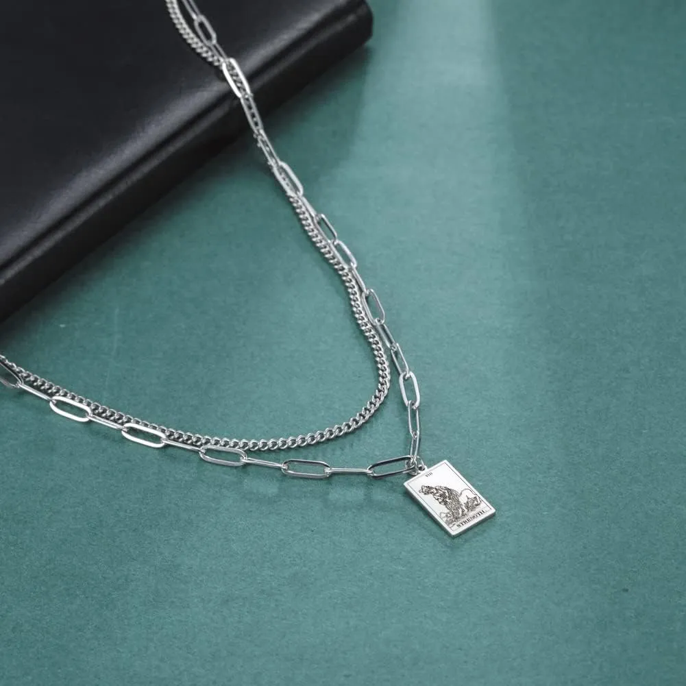 Vintage Double Layer Tarot Necklace The Major Arcana Pagan Astrology Talisman Pendants Good Luck Amulet Esotericism Jewelry Gift