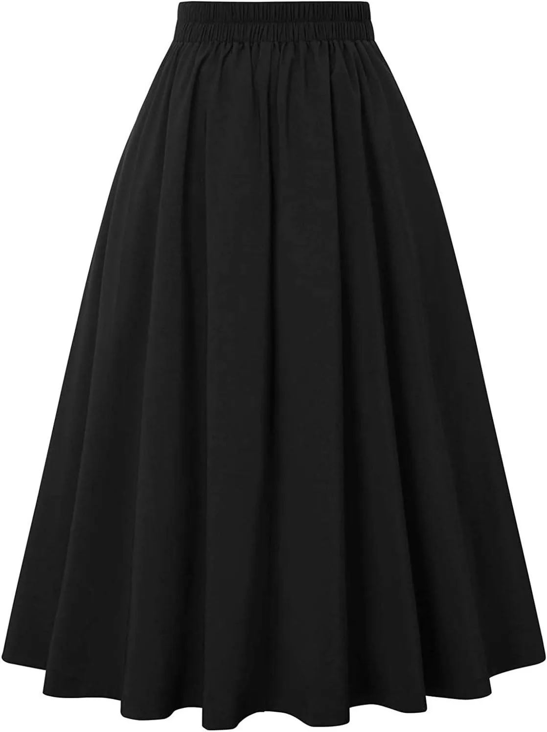 Vintage High Waist Swing Skirt for Women A Line Pleated Midi Skirts Elegant 2025 Retro Fashion