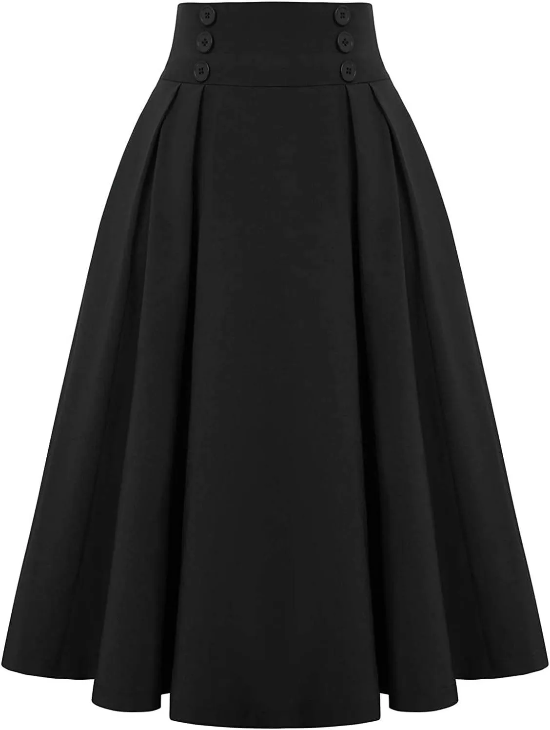 Vintage High Waist Swing Skirt for Women A Line Pleated Midi Skirts Elegant 2025 Retro Fashion