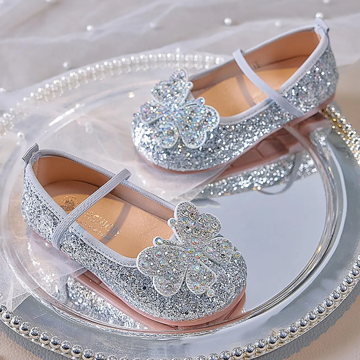 Walking Shoes for Boys Girls Girls Flat Sandals Comfortable Soft Fashionable Shiny Princess Sandals