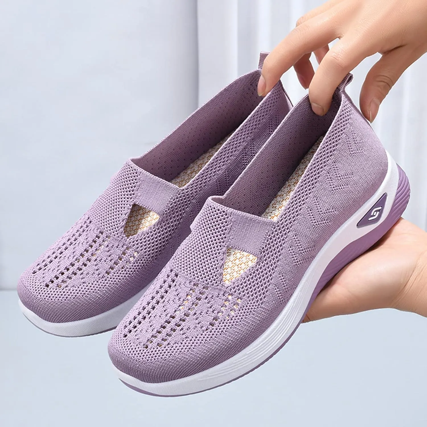 Walking Shoes for Women Orthopedic Sneakers Woven Breathable Running Shoes Arch Support Comfortable Soft Sole Shoes