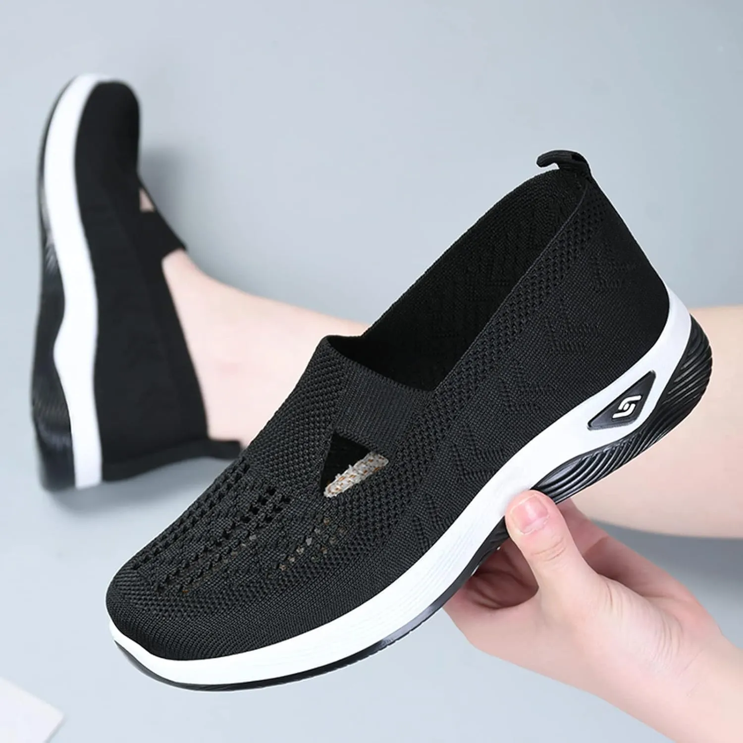 Walking Shoes for Women Orthopedic Sneakers Woven Breathable Running Shoes Arch Support Comfortable Soft Sole Shoes