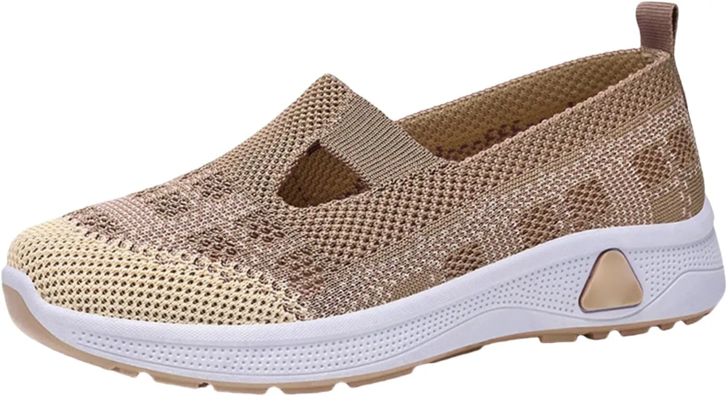 Walking Sneakers for Women Comfortable Breathable Knitted Sneakers Casual Slip on Woven Cut-Out Orthopedic Soft Arch Support Shoes Lightweight Knit Loafer
