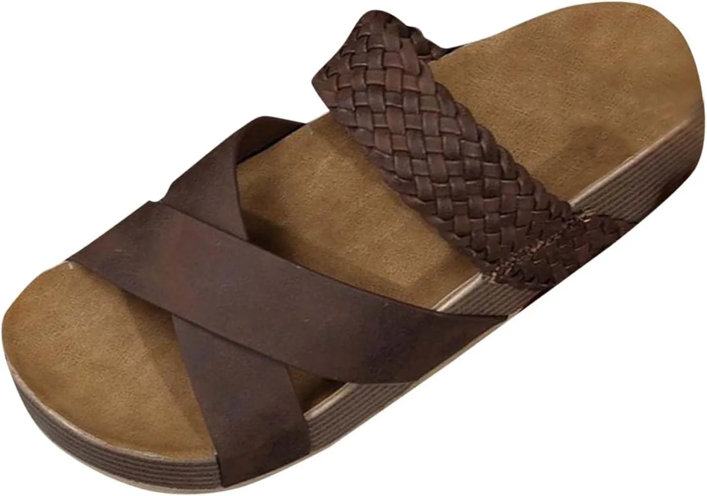 Wedge Sandals for Women Open Toe Flat Sandals with Arch Support Plus Size Cross Platform Slippers Non-Slip Summer Beach Vacation Shoes