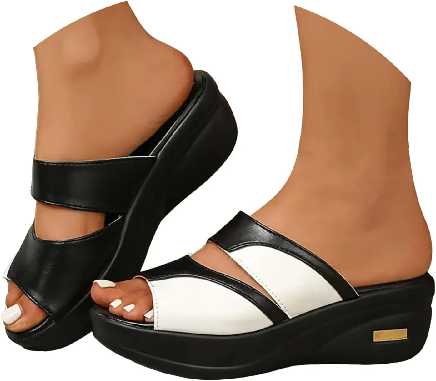 Wedge Sandals for Women Open Toe Wedge Platform Sandal Slip On Wide Width Arch Support Orthopedic Summer Shoes