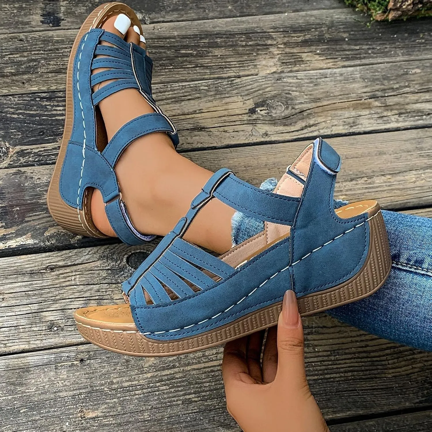 Wedge Shoes Womens Summer Dressy Orthopedic Sandals Open Toe Roman Wedges Platform Ankle Strap Ladies Sandals 2025