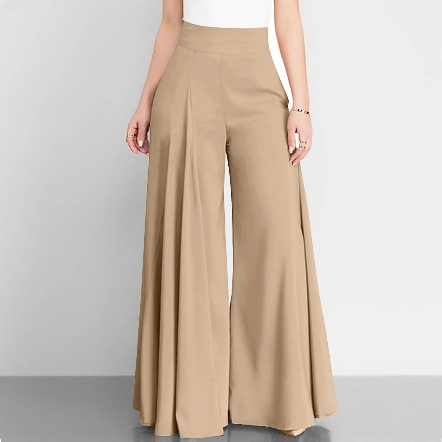 Wide Leg Pants for Women High Waisted Palazzo Slacks Flowy Dress Pants Plus Size Business Work Comfy Baggy Trousers