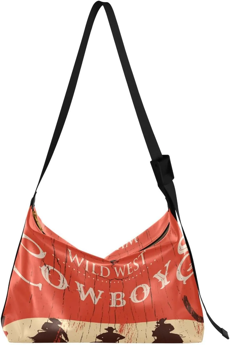 Wild West Cowboys Hobo Crossbody Bags for Women Leather Large Shoulder Bag Cross Body Rustic Wooden Board Trendy Womens Tote Bags Handbag for Travel Shopping