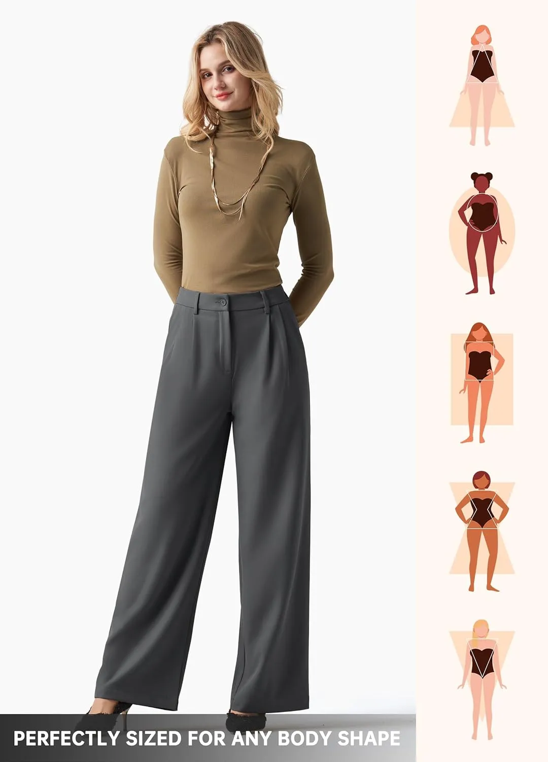 Willit Women's Work Pants Wide Leg Dress Pants High Waisted Casual Slacks Business Office Pants with Pockets 28"/30"/32"