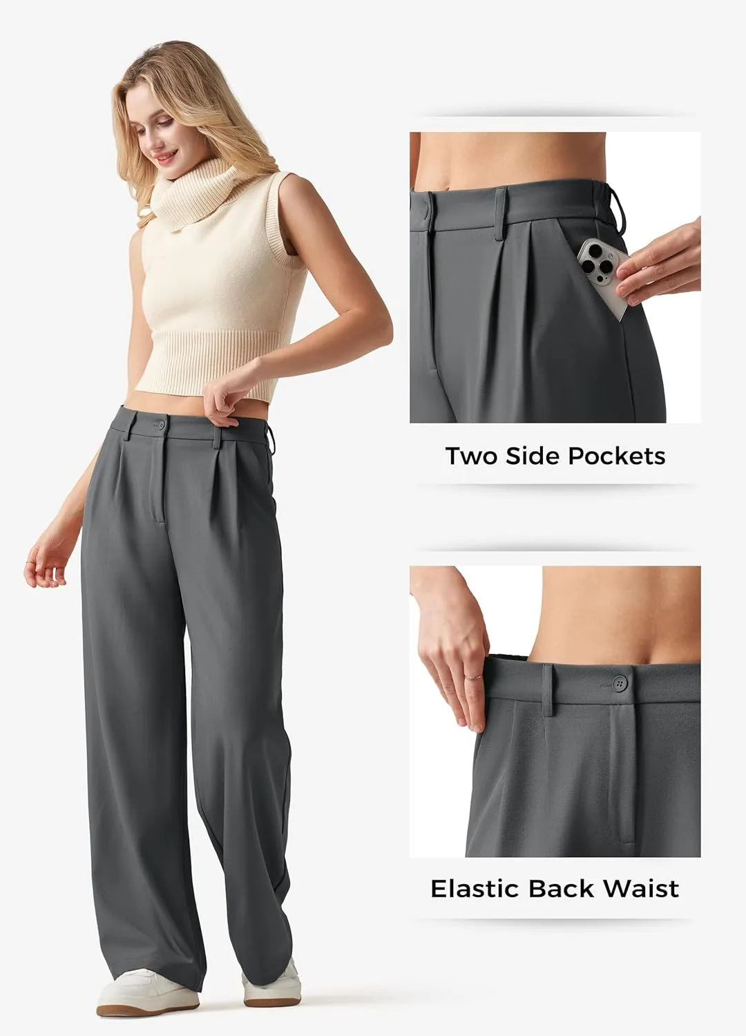 Willit Women's Work Pants Wide Leg Dress Pants High Waisted Casual Slacks Business Office Pants with Pockets 28"/30"/32"