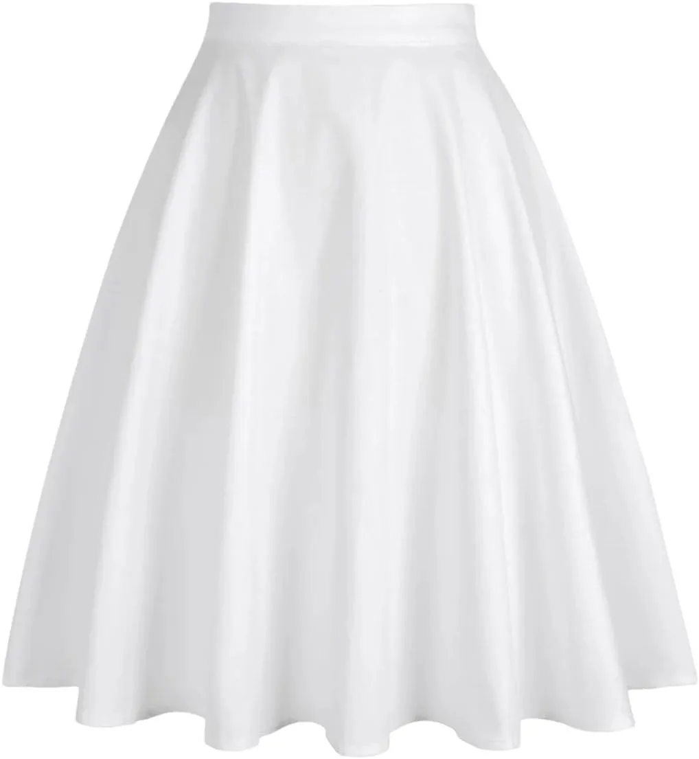 Woman Polka Dot Tunic Skirt High Waist Pleated Midi Skirt Summer Swing Holiday Umbrella Skirt