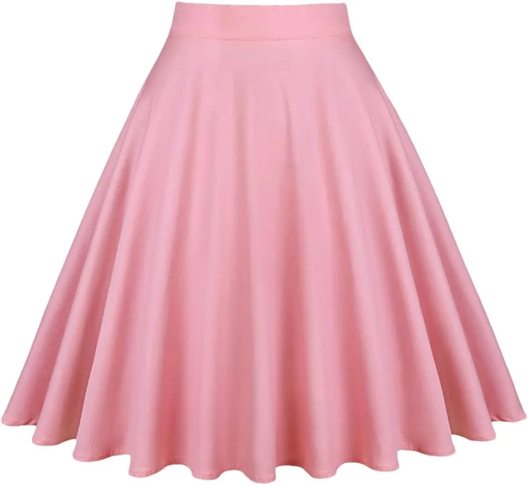 Woman Polka Dot Tunic Skirt High Waist Pleated Midi Skirt Summer Swing Holiday Umbrella Skirt