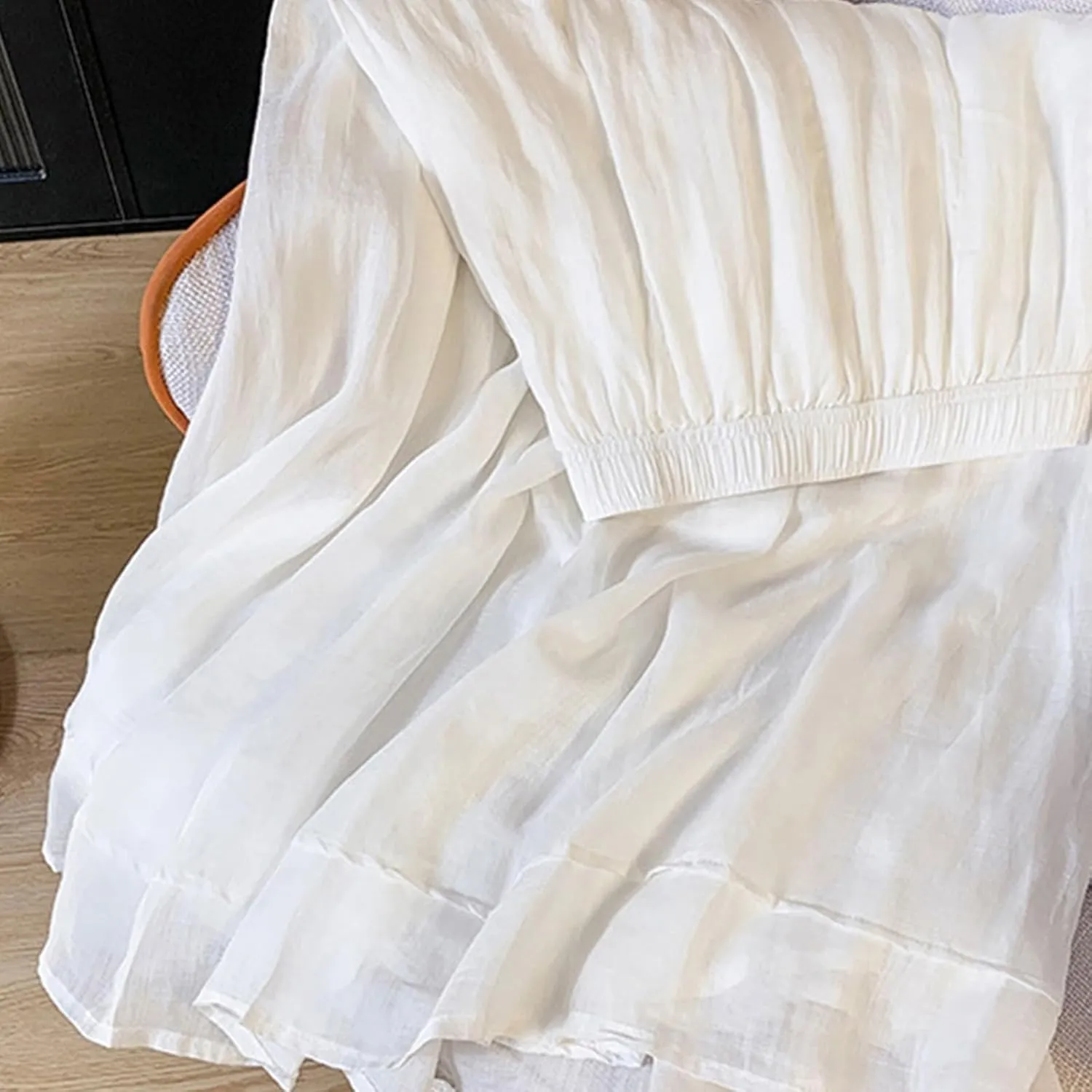 Women Bohemian Beach Linen Dress Elastic High Waist Long Maxi Skirt Lightweight Flowy Pleated Ankle Skirts