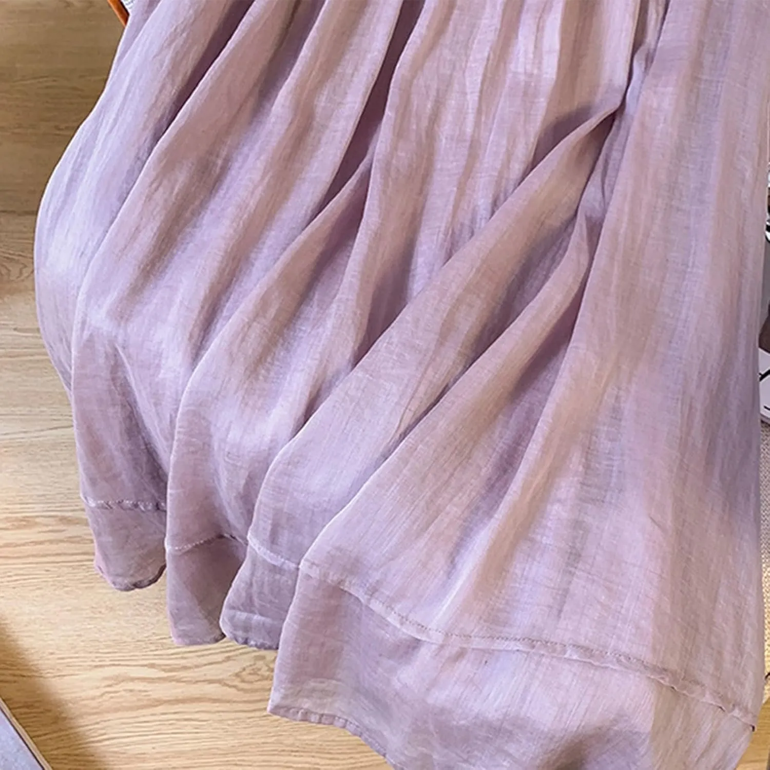 Women Bohemian Beach Linen Dress Elastic High Waist Long Maxi Skirt Lightweight Flowy Pleated Ankle Skirts