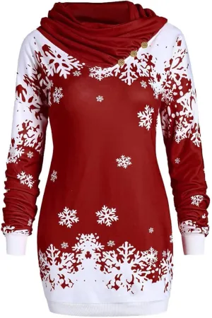 Women Christmas Sweatshirts Casual Novelty Party Slim Tunic Jumper Dress Lightweight Bag Hip Midi Pullover Dress