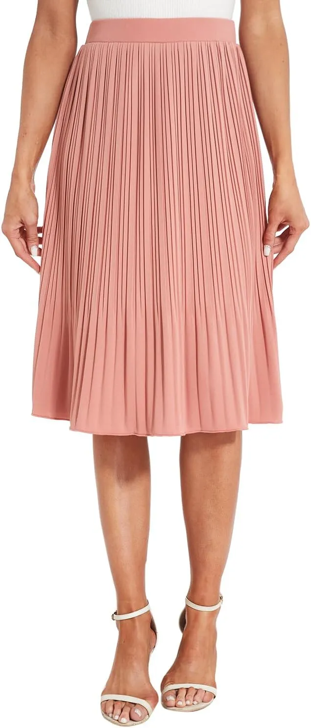 Women Classic Chiffon Flowy Pleated Midi Skirts