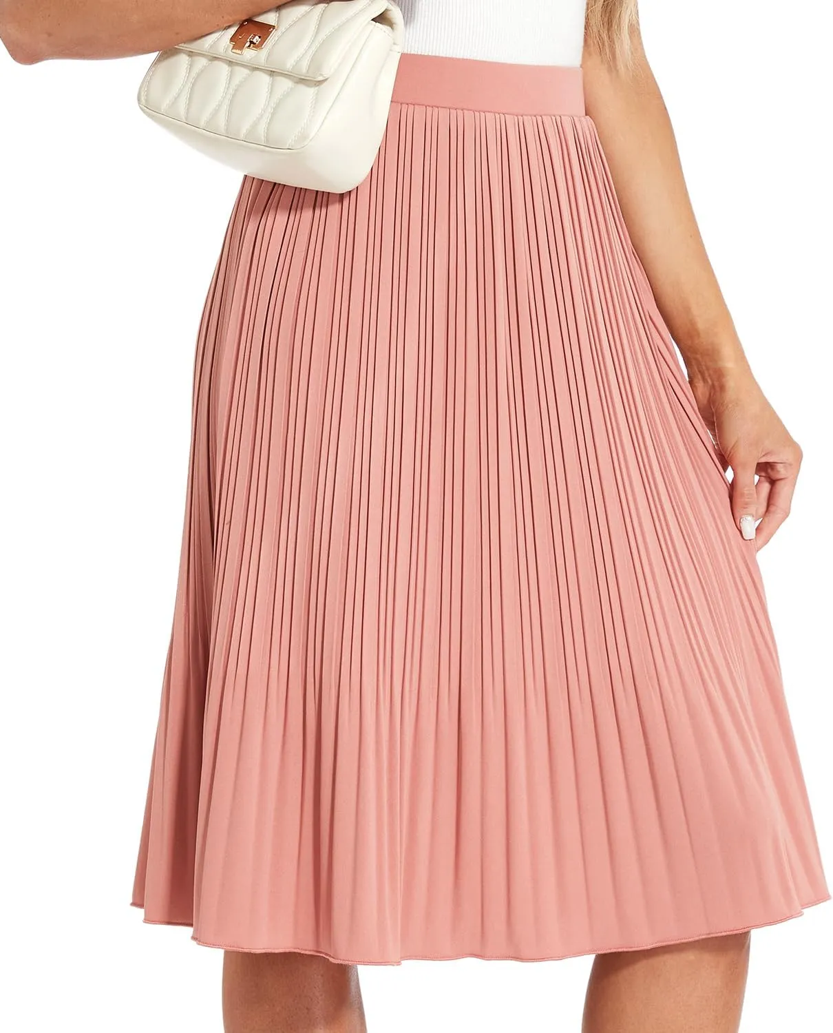 Women Classic Chiffon Flowy Pleated Midi Skirts
