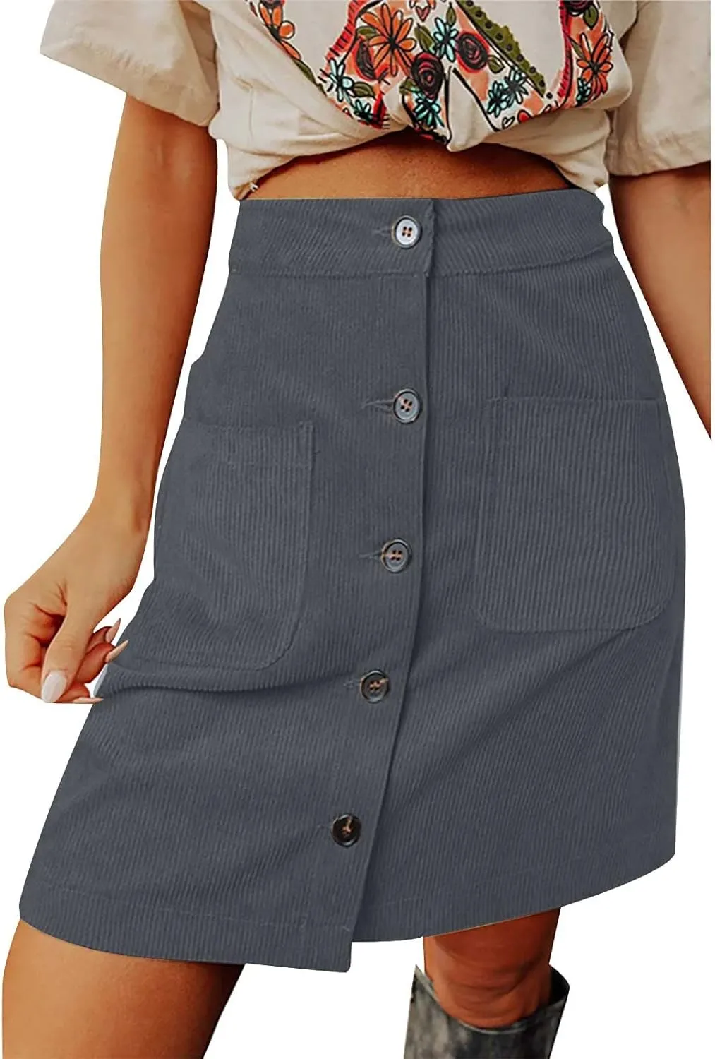 Women Corduroy Skirt Suede Pencil Skirts Office High Waist Button Bodycon Dress Knee Length Summer Elegant Dresses
