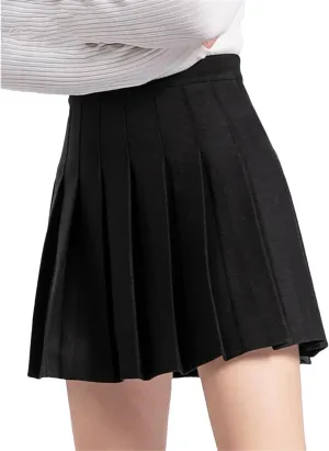 Women Elastic High Waisted Casual Pleated Skirts Midi A-Line Skirts