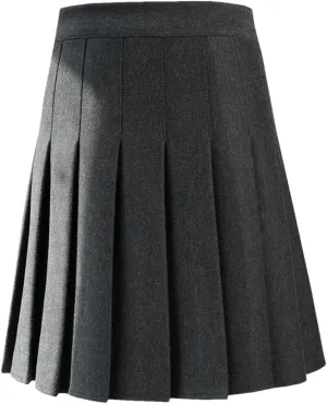 Women Elastic High Waisted Casual Pleated Skirts Midi A-Line Skirts