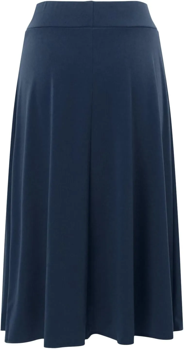 Women Flowy Satin Skirt Elegant High Waisted Midi Skirt Casual Dressy Flared Silk Skirts Classic Summer Vacation Beach Dress