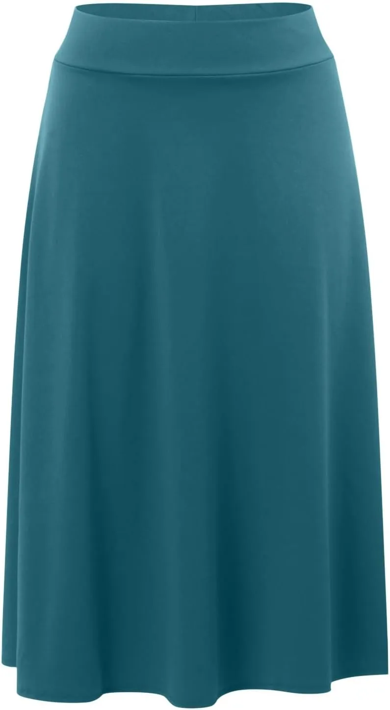 Women Flowy Satin Skirt Elegant High Waisted Midi Skirt Casual Dressy Flared Silk Skirts Classic Summer Vacation Beach Dress