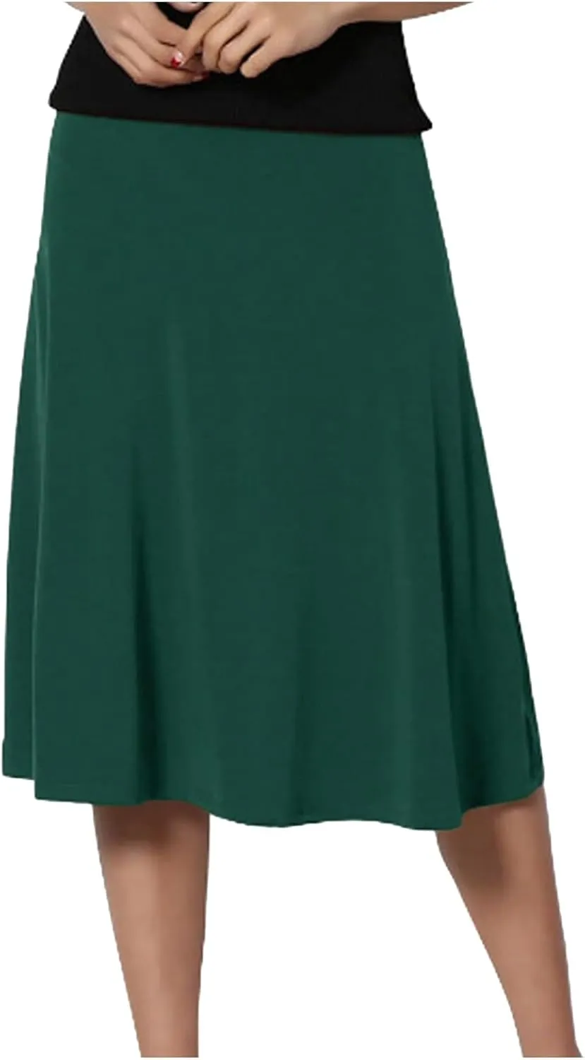 Women Flowy Satin Skirt Elegant High Waisted Midi Skirt Casual Dressy Flared Silk Skirts Classic Summer Vacation Beach Dress