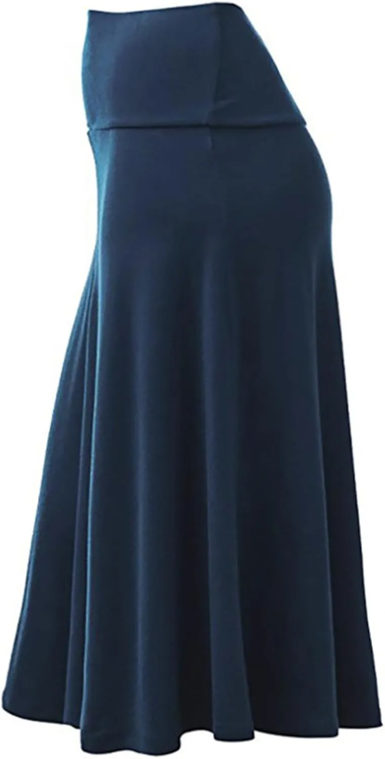 Women Flowy Satin Skirt Elegant High Waisted Midi Skirt Casual Dressy Flared Silk Skirts Classic Summer Vacation Beach Dress