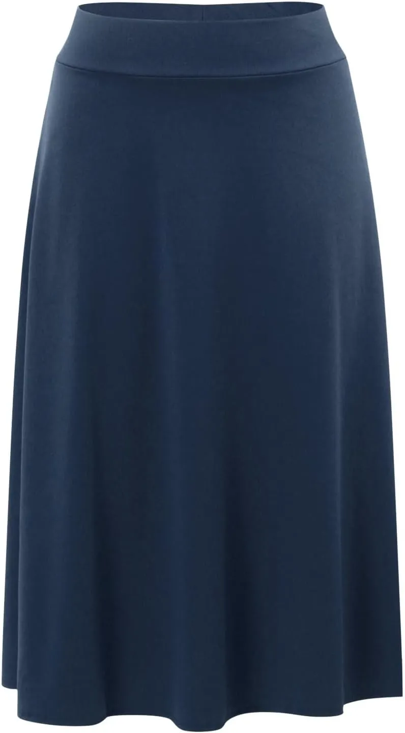 Women Flowy Satin Skirt Elegant High Waisted Midi Skirt Casual Dressy Flared Silk Skirts Classic Summer Vacation Beach Dress