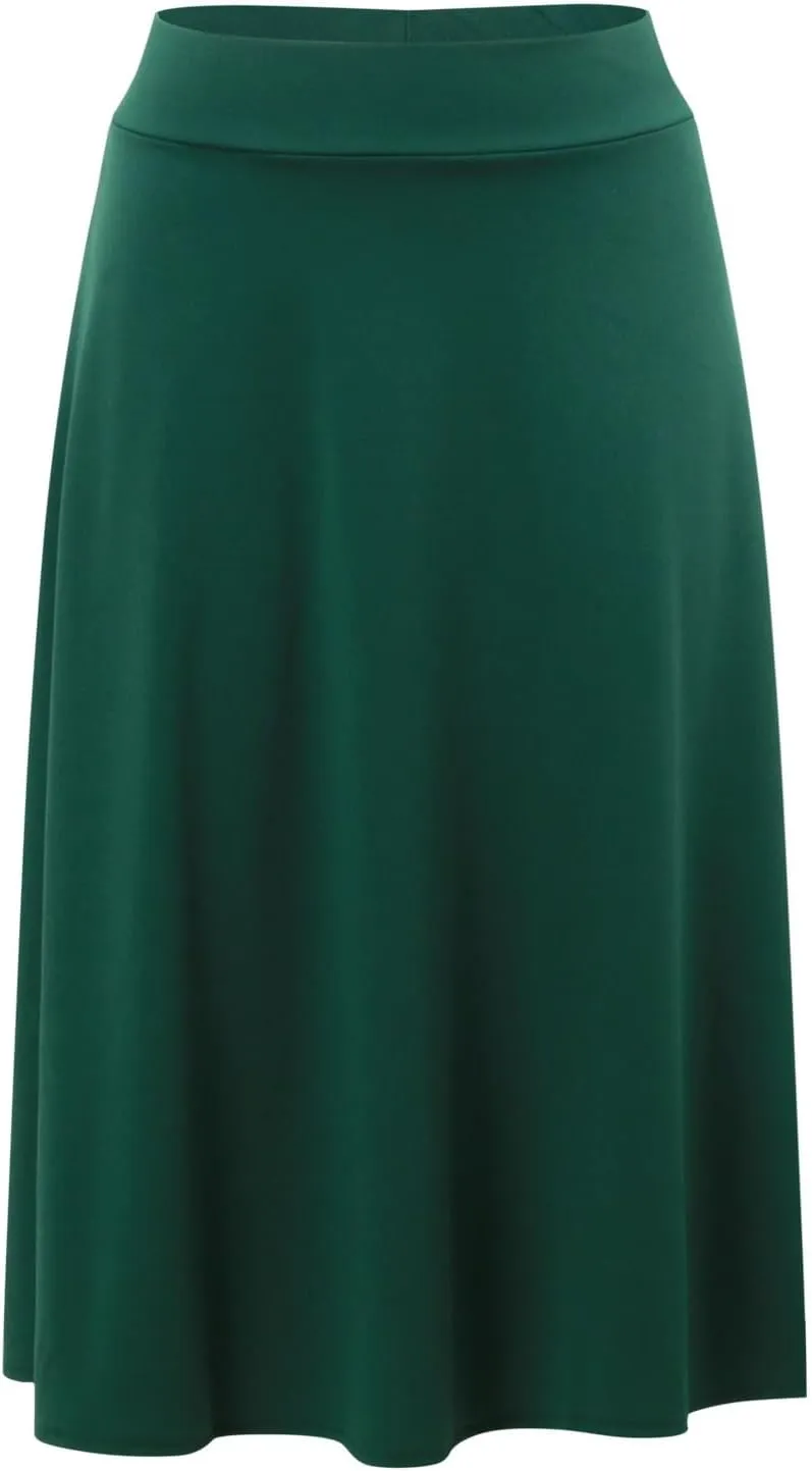 Women Flowy Satin Skirt Elegant High Waisted Midi Skirt Casual Dressy Flared Silk Skirts Classic Summer Vacation Beach Dress