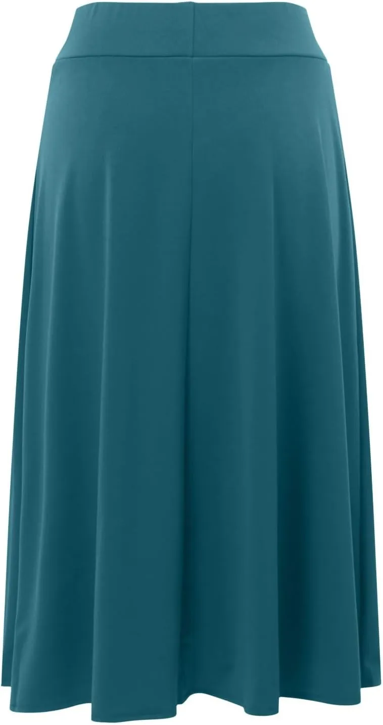 Women Flowy Satin Skirt Elegant High Waisted Midi Skirt Casual Dressy Flared Silk Skirts Classic Summer Vacation Beach Dress