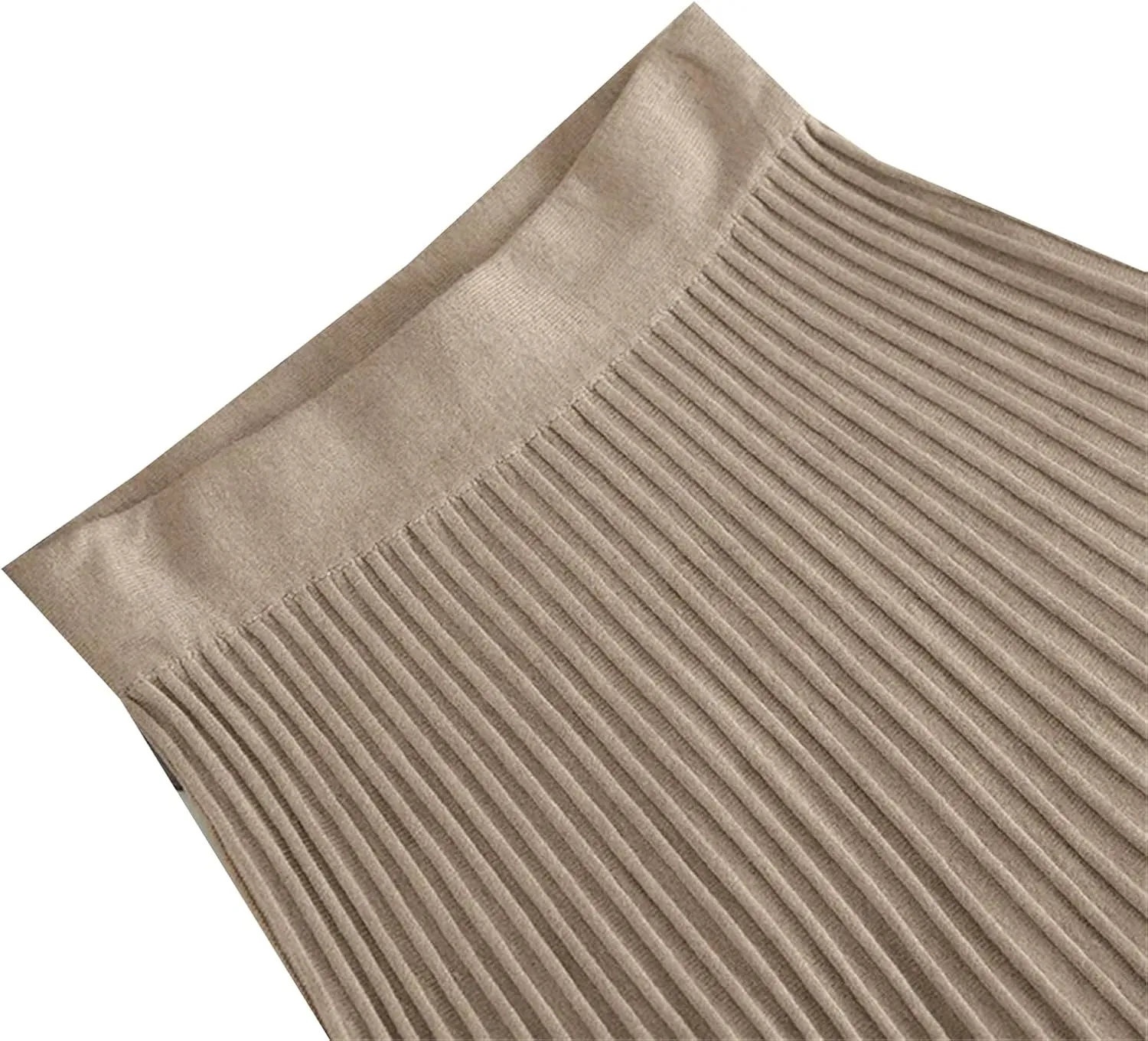 Women Knitted Sweater Skirt Elastic Band Pleated Midi Skirts High Waist A-Line Skirts