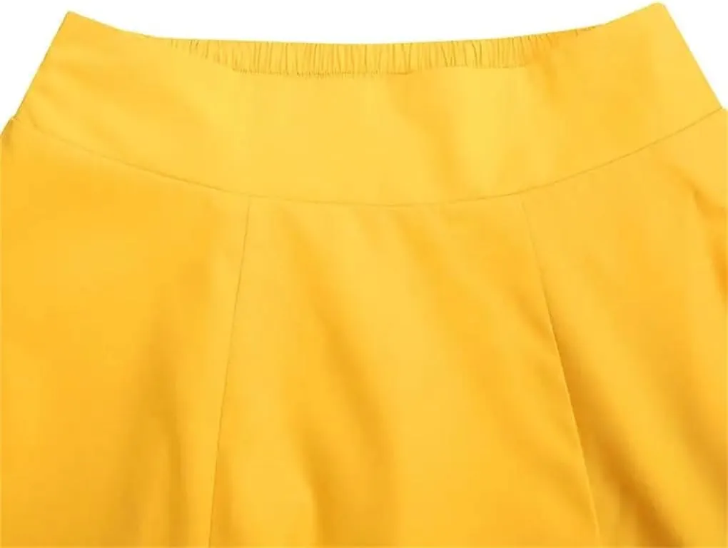 Women Long Skirts High Waist Solid Beach Skirts Women's Midi Pleated Skirt.