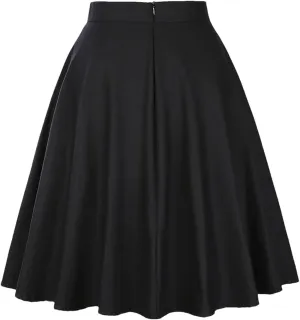 Women Pleated Skirts High Waist Party Casual A Line Vintage Swing Skirts