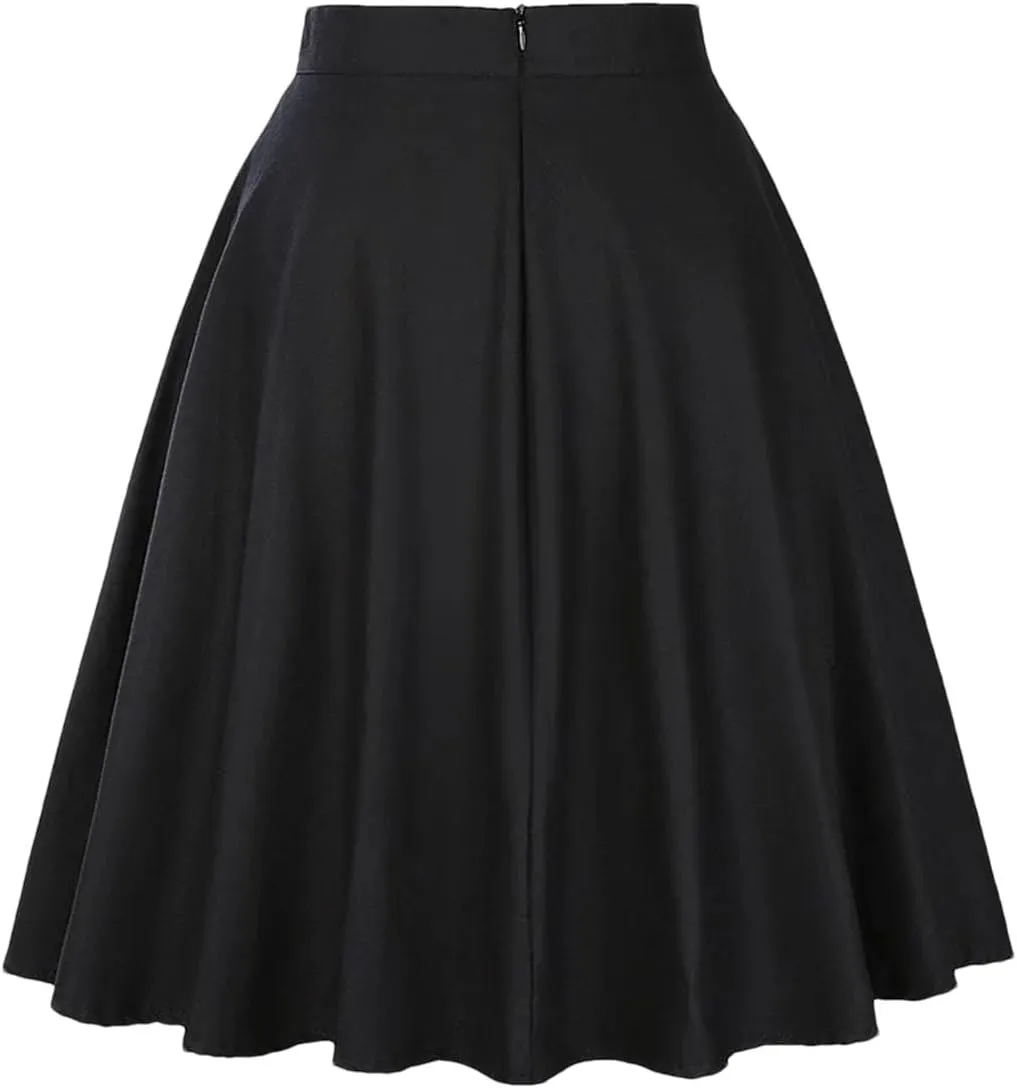 Women Pleated Skirts High Waist Party Casual A Line Vintage Swing Skirts