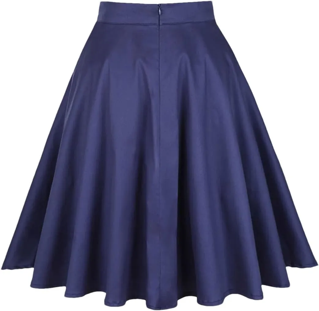 Women Pleated Skirts High Waist Party Casual A Line Vintage Swing Skirts