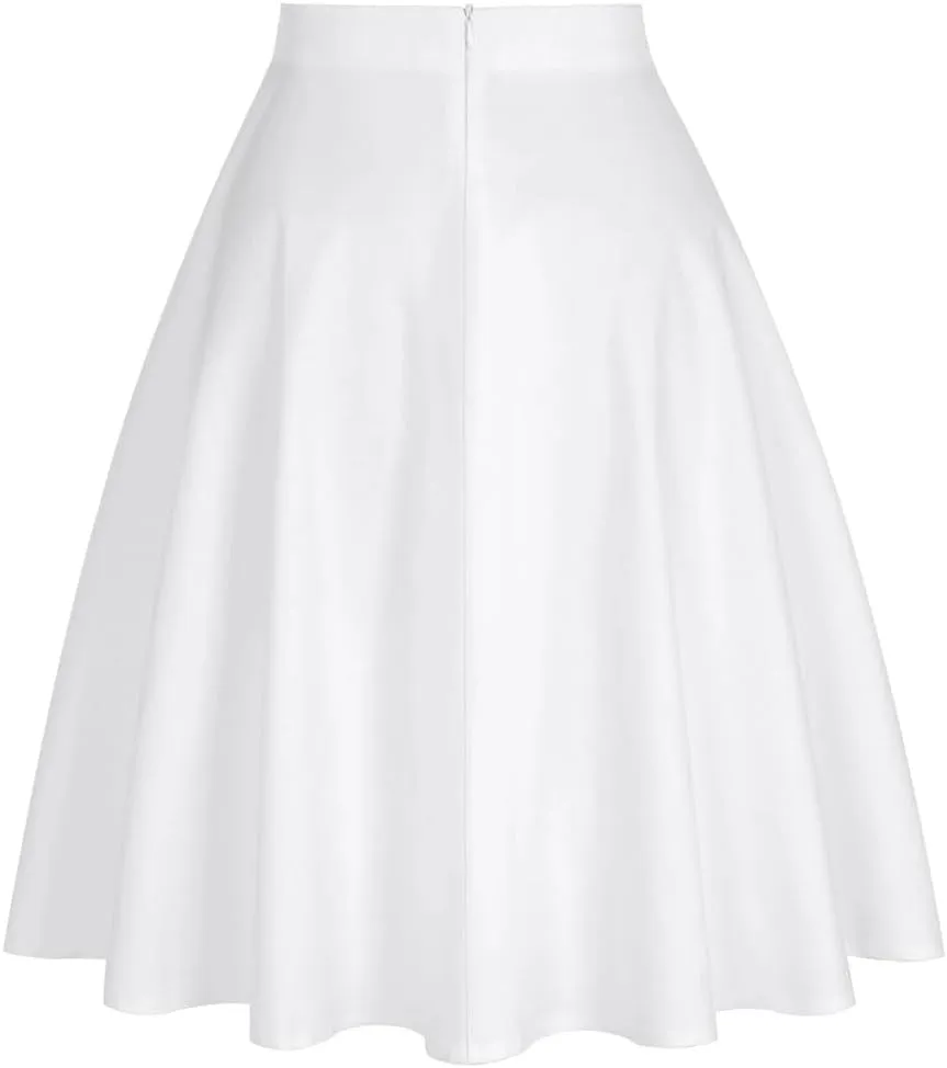 Women Pleated Skirts High Waist Party Casual A Line Vintage Swing Skirts