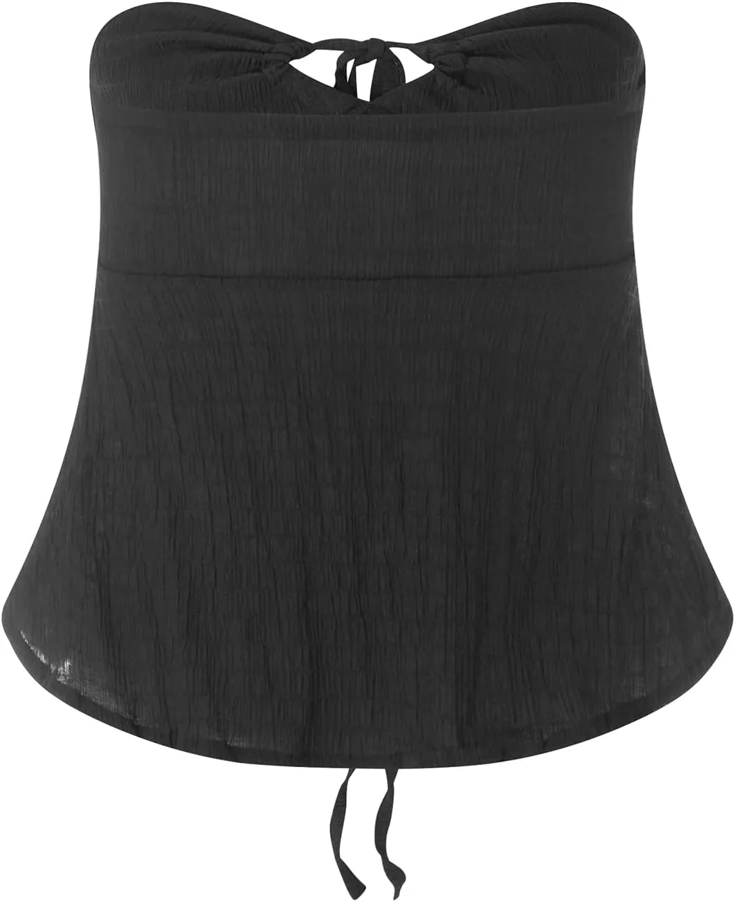 Women Ruffle Hem Strapless Tube Top Flared Hem Peplum Bandeau Tops Tie Front Babydoll Tank Tops Y2k Going Out Tops
