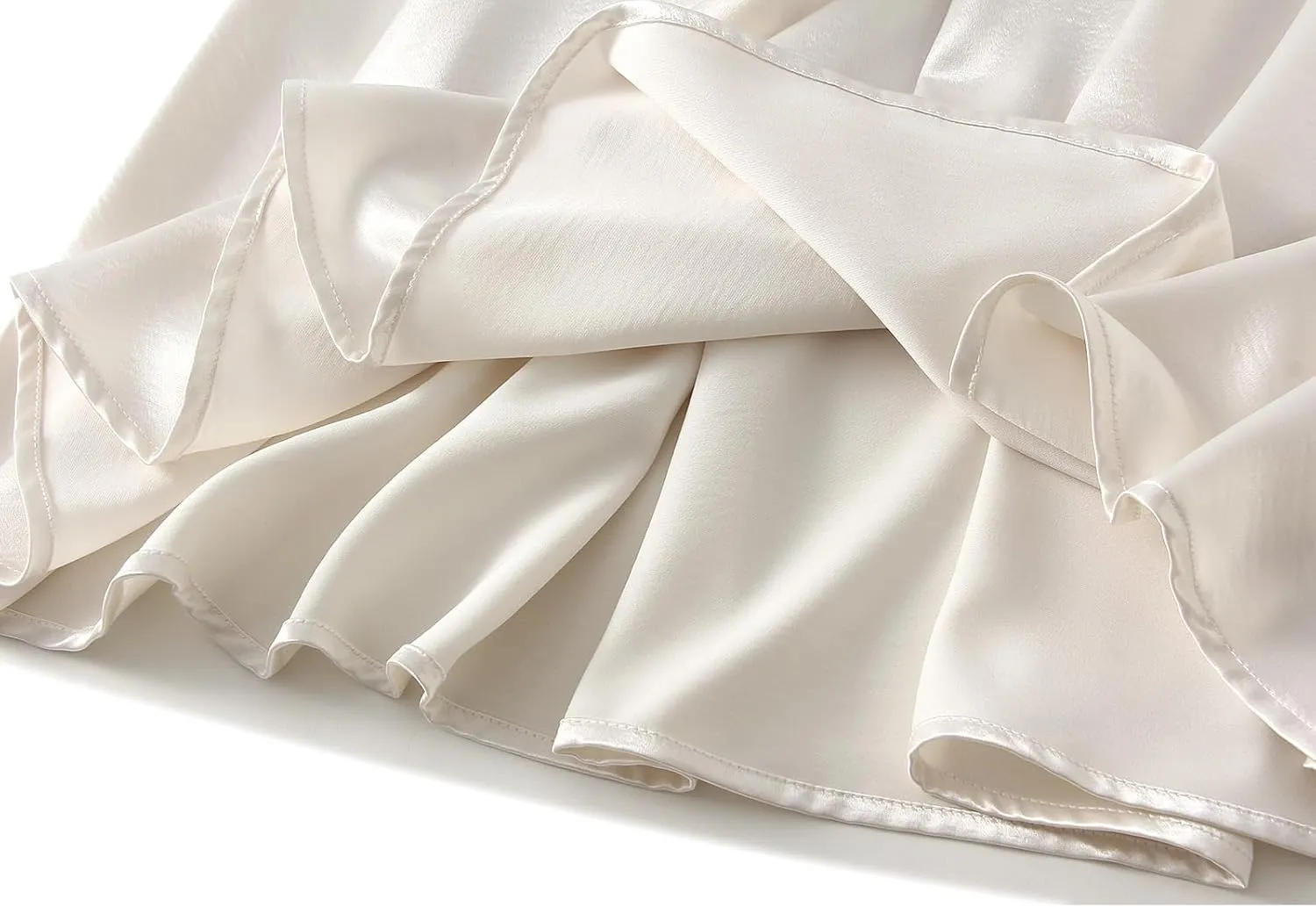 Women Satin Draped Long Skirts Solid Color Full Slip Flowy A Line Skirt Elastic Waist Pleated High Rise Midi Skirt