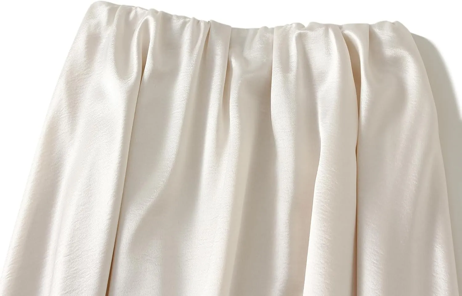 Women Satin Draped Long Skirts Solid Color Full Slip Flowy A Line Skirt Elastic Waist Pleated High Rise Midi Skirt