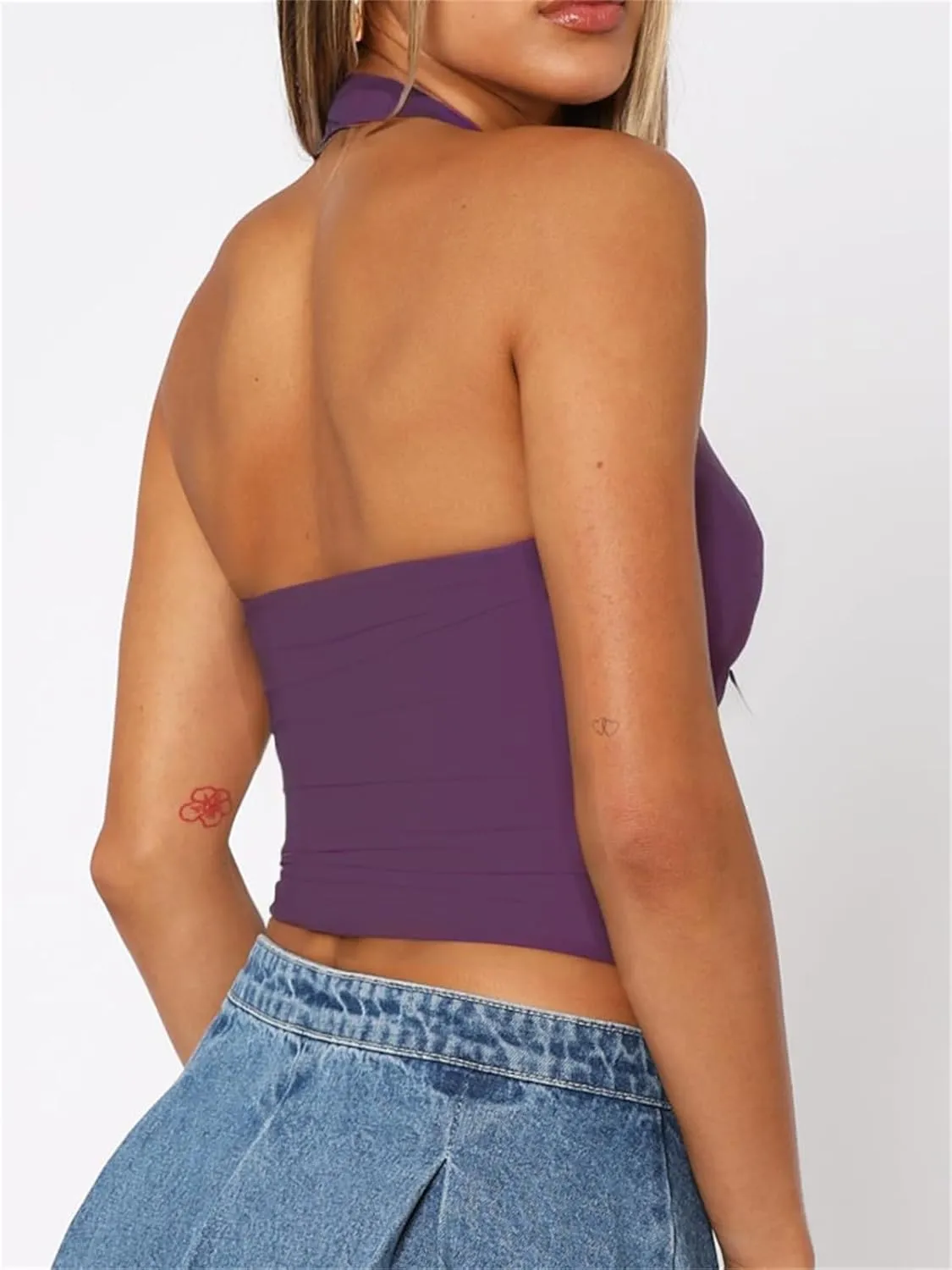 Women Sexy Halter Neck Backless Tank Top Open Back Sleeveless Slim Fit Y2k Summer Tops