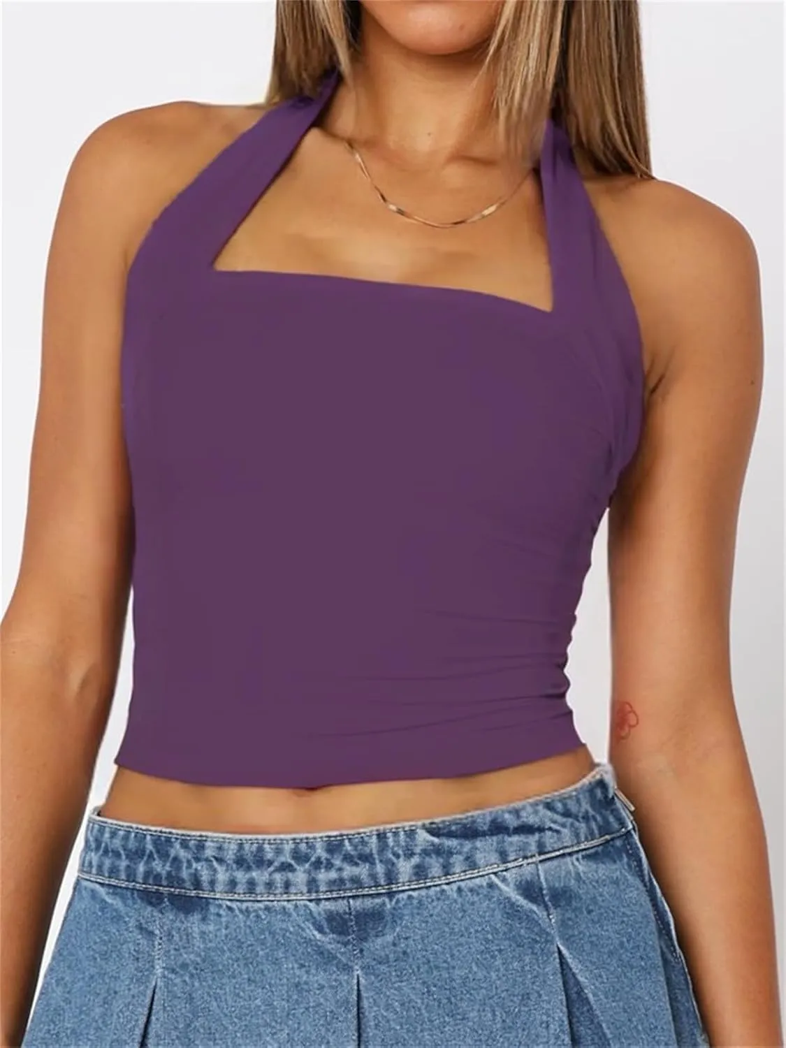 Women Sexy Halter Neck Backless Tank Top Open Back Sleeveless Slim Fit Y2k Summer Tops