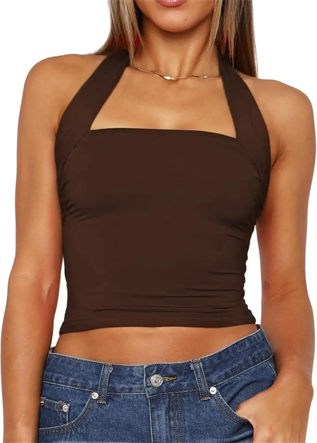 Women Sexy Halter Neck Backless Tank Top Open Back Sleeveless Slim Fit Y2k Summer Tops
