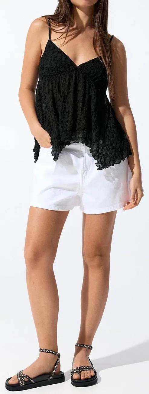 Women Square Neck Tank Top Y2k Bow Tie Front Adjustable Straps Pleated Cami Top Sleeveless Flowy Loose Shirt Blouse