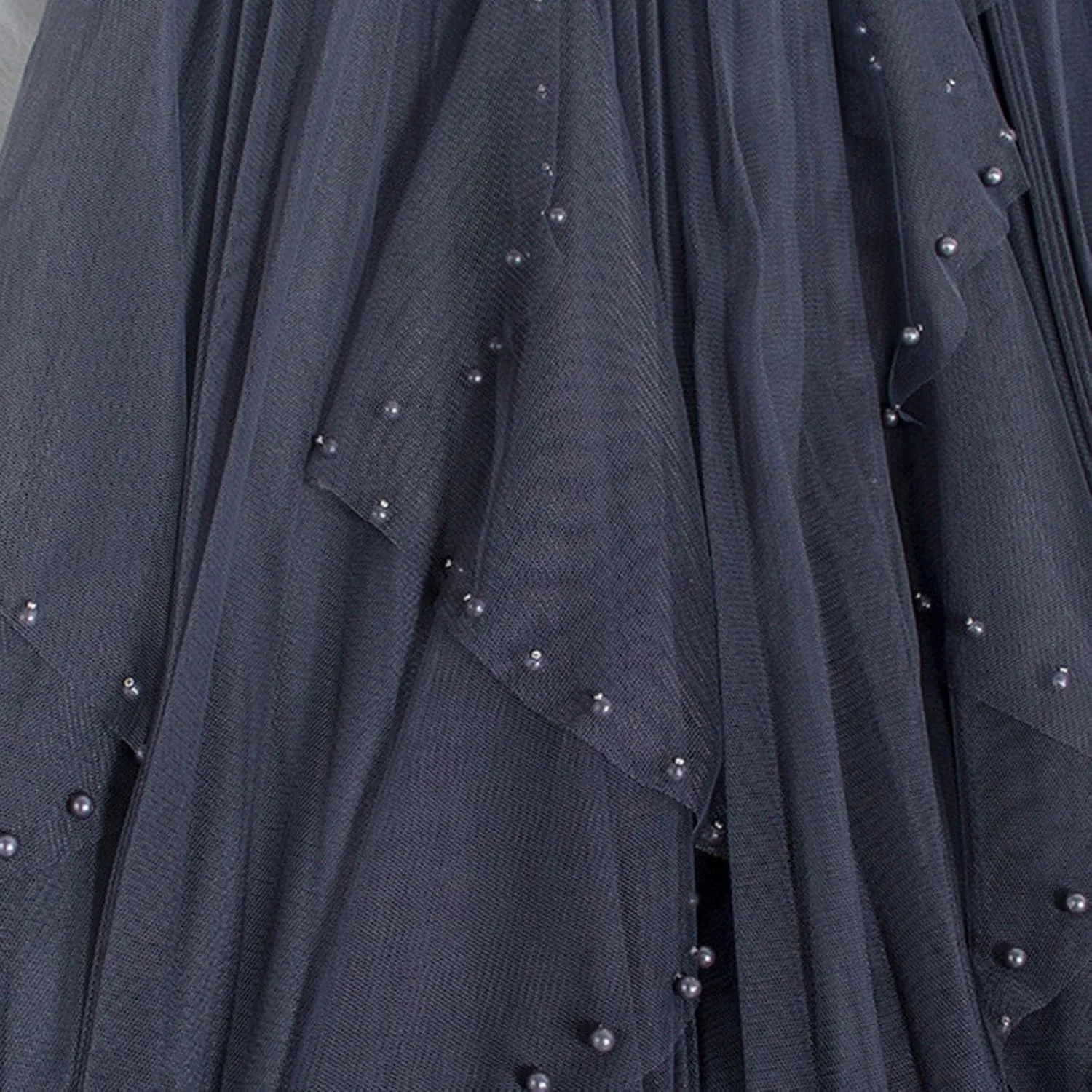Women Tulle Skirts Solid Color Elastic Waist Mesh Tiered Layered Asymmetrical Skirt Casual Fashion Elegant Skirts