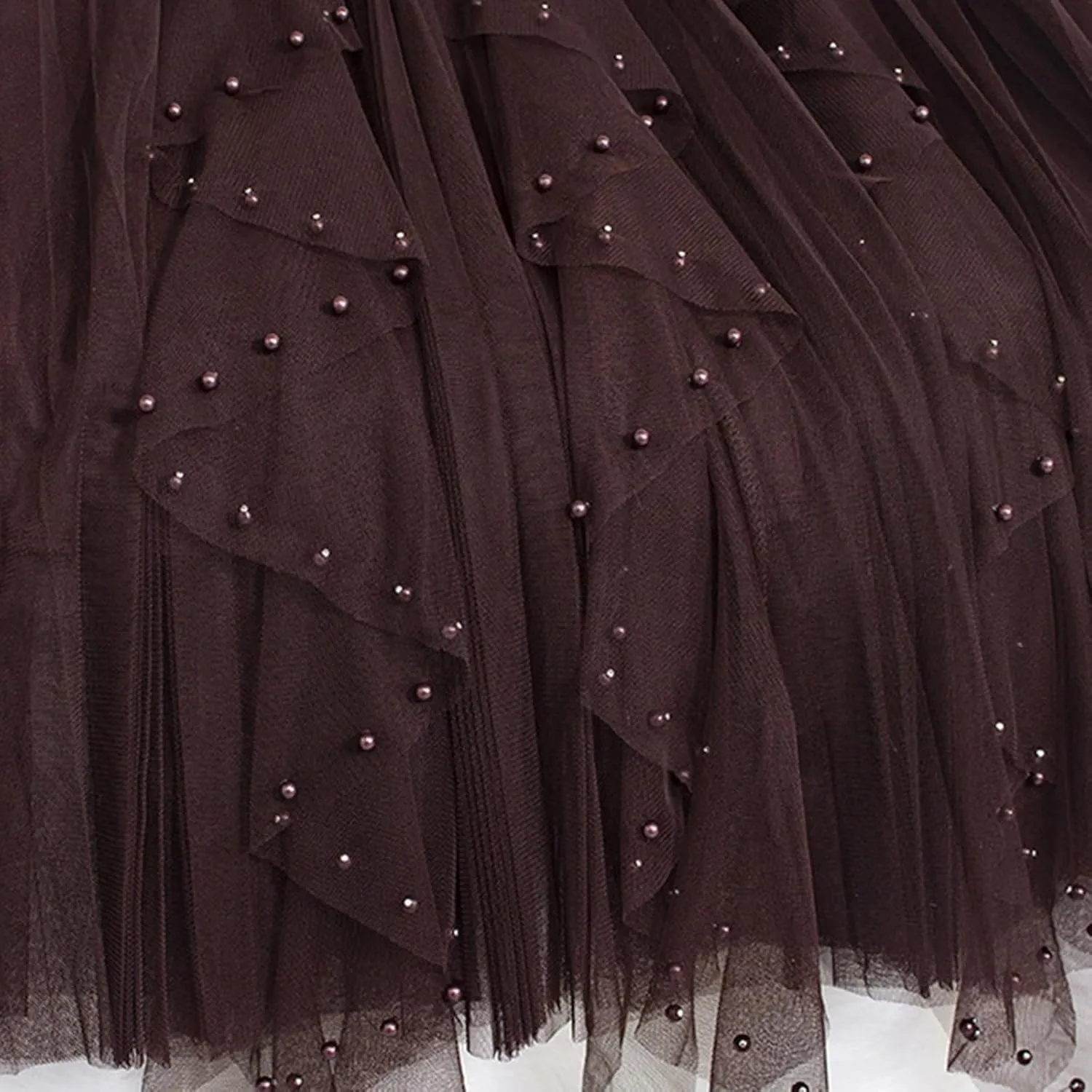 Women Tulle Skirts Solid Color Elastic Waist Mesh Tiered Layered Asymmetrical Skirt Casual Fashion Elegant Skirts